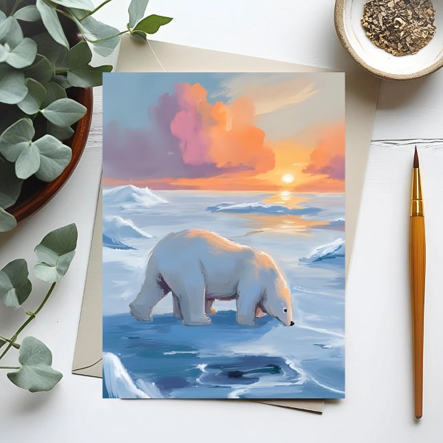 Polar Bear Winter Animal Painting Postcard (Creator Uploaded)