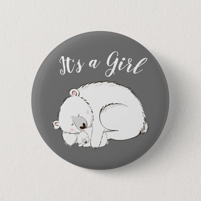 Polar Bear Winter Baby Shower 6 Cm Round Badge (Front)