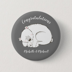 Polar Bear Winter Baby Shower 6 Cm Round Badge