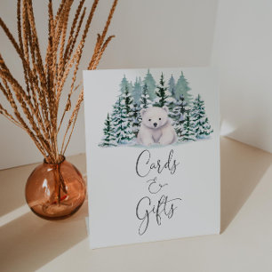 Polar Bear Winter Baby Shower Cards And Gifts Pedestal Sign