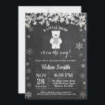 Polar Bear Winter Baby Shower Chalkboard Invitation<br><div class="desc">Polar Bear Winter Baby Shower Invitation. White Snowflake. Boy or Girl Baby Shower Invitation. Winter Holiday Baby Shower Invite. Chalkboard Background. Black and White. For further customisation,  please click the "Customise it" button and use our design tool to modify this template.</div>
