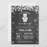 Polar Bear Winter Baby Shower Chalkboard Invitation<br><div class="desc">Polar Bear Winter Baby Shower Invitation. White Snowflake. Boy or Girl Baby Shower Invitation. Winter Holiday Baby Shower Invite. Chalkboard Background. Black and White. For further customisation,  please click the "Customise it" button and use our design tool to modify this template.</div>