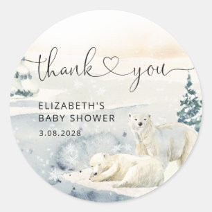 Polar Bear Winter Baby Shower  Classic Round Sticker