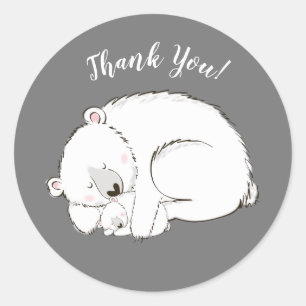 Polar Bear Winter Baby Shower Classic Round Sticker