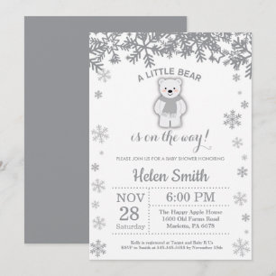 Polar Bear Winter Baby Shower Snowflake Invitation
