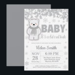 Polar Bear Winter Baby Shower Snowflake Invitation<br><div class="desc">Polar Bear Winter Baby Shower Snowflake Invitation. Grey Snowflake. Baby its cold outside Baby Shower invitation. Boy or Girl Baby Shower Invitation. Winter Holiday Baby Shower Invite. White Background. For further customisation,  please click the "Customise it" button and use our design tool to modify this template.</div>