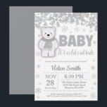 Polar Bear Winter Baby Shower Snowflake Invitation<br><div class="desc">Polar Bear Winter Baby Shower Snowflake Invitation. Grey Snowflake. Baby its cold outside Baby Shower invitation. Boy or Girl Baby Shower Invitation. Winter Holiday Baby Shower Invite. White Background. For further customisation,  please click the "Customise it" button and use our design tool to modify this template.</div>