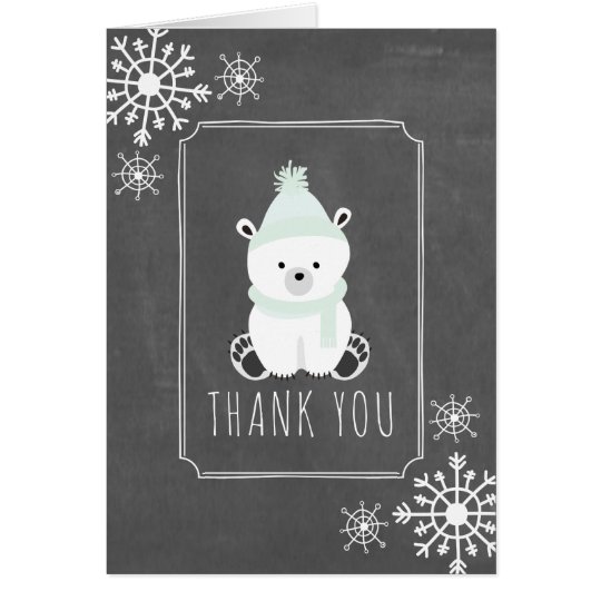 Polar Bear Winter Baby Shower Thank You Green Card