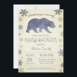 Polar Bear Winter Blue Boy Baby Shower Snowflake Invitation<br><div class="desc">Polar Bear Winter Blue Boy Baby Shower Snowflake Invitation. Baby its cold outside Baby Shower invitation. Blue Snowflake. Boy or Girl Baby Shower Invitation. Winter Holiday Baby Shower Invite. Country Vintage Retro Background. For further customisation, please click the "Customise it" button and use our design tool to modify this template....</div>