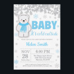 Polar Bear Winter Blue Boy Baby Shower Snowflake Invitation<br><div class="desc">Polar Bear Winter Blue Boy Baby Shower Snowflake Invitation. Baby its cold outside Baby Shower invitation. Blue Snowflake. Boy or Girl Baby Shower Invitation. Winter Holiday Baby Shower Invite. White Background. For further customisation,  please click the "Customise it" button and use our design tool to modify this template.</div>