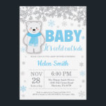 Polar Bear Winter Blue Boy Baby Shower Snowflake Invitation<br><div class="desc">Polar Bear Winter Blue Boy Baby Shower Snowflake Invitation. Baby its cold outside Baby Shower invitation. Blue Snowflake. Boy or Girl Baby Shower Invitation. Winter Holiday Baby Shower Invite. White Background. For further customisation,  please click the "Customise it" button and use our design tool to modify this template.</div>