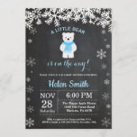 Polar Bear Winter Boy Baby Shower Chalkboard Invitation<br><div class="desc">Polar Bear Winter Boy Baby Shower Invitation. White Snowflake. Boy Baby Shower Invitation. Winter Holiday Baby Shower Invite. Chalkboard Background. Black and White. For further customisation,  please click the "Customise it" button and use our design tool to modify this template.</div>