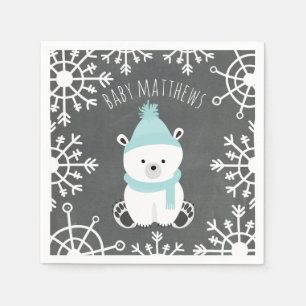 Polar Bear Winter Boy Baby Shower Napkins