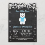 Polar Bear Winter Boy Birthday Invitation<br><div class="desc">Polar Bear Winter Boy Birthday Invitation. White Snowflake. Boy Birthday Party Invitation. Winter Holiday Bday. 1st First Birthday. 1st 2nd 3rd 4th 5th 6th 7th 8th 9th 10th 11th 12th 13th 14th 15th, any age. Chalkboard Background. Black and White. For further customisation, please click the "Customise it" button and use...</div>