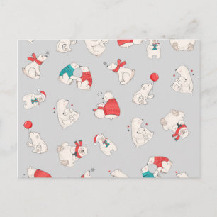 Polar Bear Winter Christmas Holiday Illustrations Postcard
