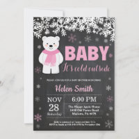Polar Bear Winter Girl Baby Shower Chalkboard