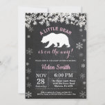Polar Bear Winter Girl Baby Shower Chalkboard Invitation<br><div class="desc">Polar Bear Winter Girl Baby Shower Invitation. White Snowflake. Girl Baby Shower Invitation. Winter Holiday Baby Shower Invite. Chalkboard Background. Black and White. For further customisation,  please click the "Customise it" button and use our design tool to modify this template.</div>