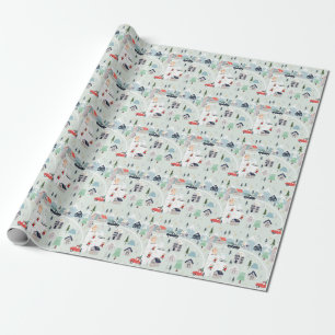 Polar bear winter landscape, Christmas background. Wrapping Paper