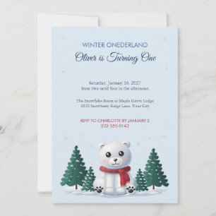 Polar Bear Winter ONEderland 1st Birthday Invite