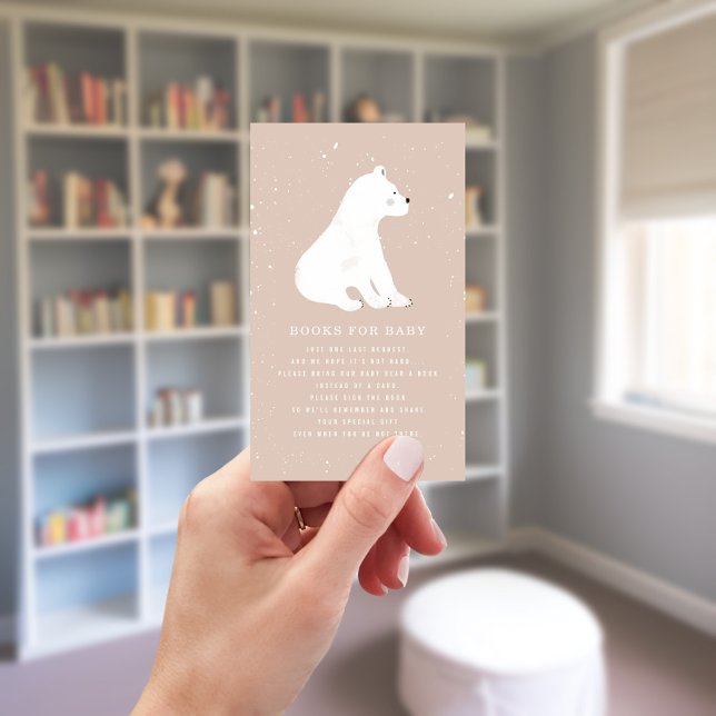 Polar Bear Winter Pink Baby Shower Book Request Enclosure Card (Creator Uploaded)