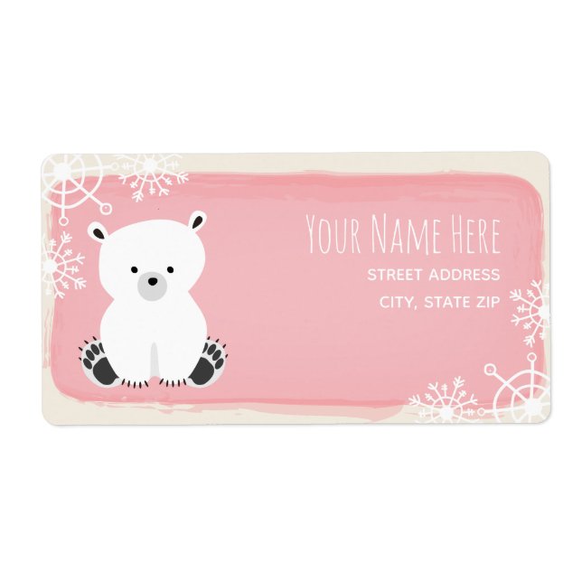 Polar Bear Winter Pink Girl Baby Shower (Front)