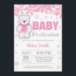 Polar Bear Winter Pink Girl Baby Shower Snowflake Invitation<br><div class="desc">Polar Bear Winter Pink Girl Baby Shower Snowflake Invitation. Baby its cold outside Baby Shower invitation. Pink Snowflake. Girl Baby Shower Invitation. Winter Holiday Baby Shower Invite. White Background. For further customisation,  please click the "Customise it" button and use our design tool to modify this template.</div>