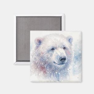 Polar Bear Winter Watercolor Magnet