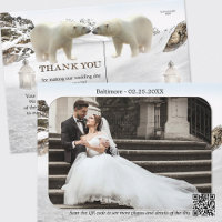 Polar Bear Winter Wedding Photo Thank You Postcard