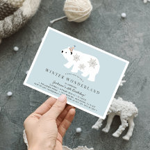 Polar Bear Winter Wonderland Blue Birthday