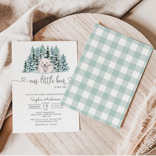 Polar Bear Winter Woodland Minimalist Baby Shower  Invitation
