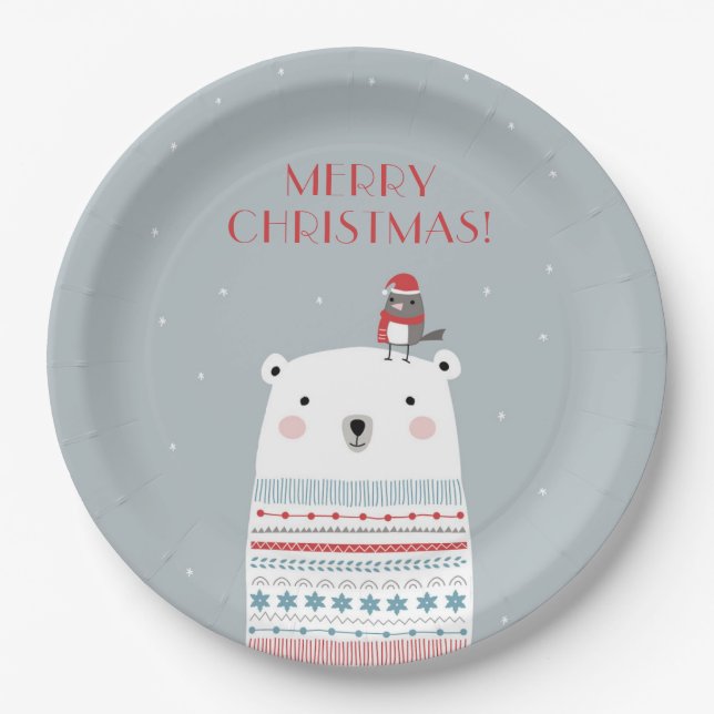 Polar Bear Wishes Paper Plates (Front)