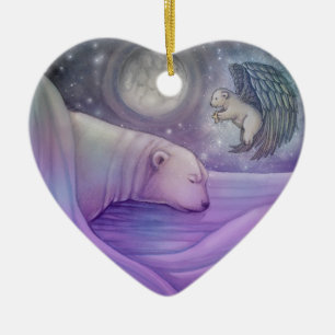 Polar Bear with Angel Christmas Ornament