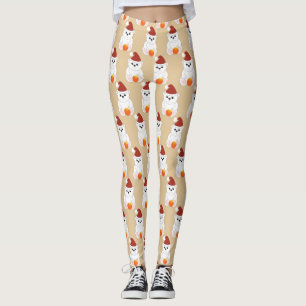 Polar bear with Christmas ornament pattern beige Leggings