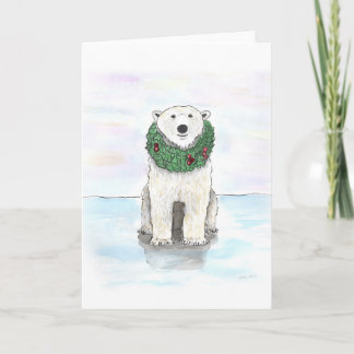 Polar Bear with Holiday Wreath