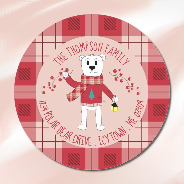 Polar Bear with Lantern Holiday Envelope Seals (Creator Uploaded)