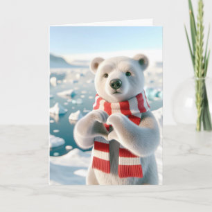 Polar Bear With Paws Forming a Heart Card