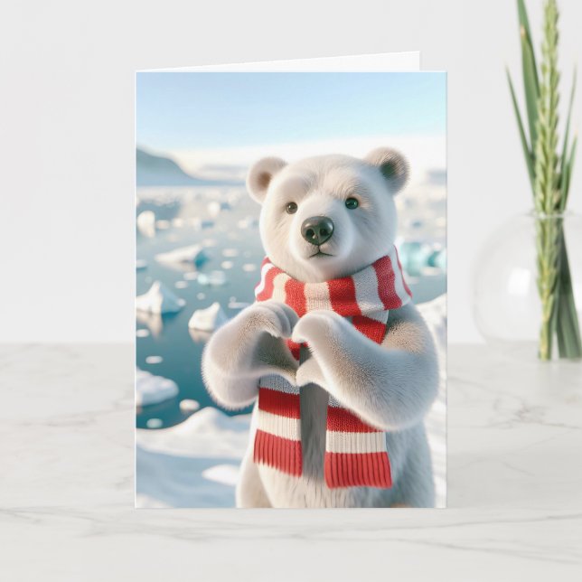 Polar Bear With Paws Forming a Heart Card (Front)