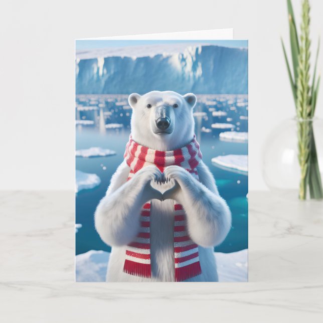 Polar Bear With Paws Forming a Heart Card (Front)