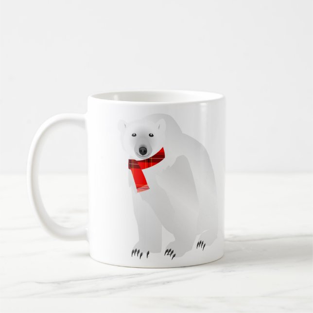 Polar Bear with Plaid Scarf Baby its Cold Outside Coffee Mug (Left)