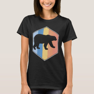 Polar Bear With Retro Colours In A Hexagon T-Shirt