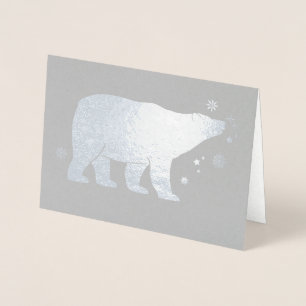 Polar Bear with Snowflakes and Stars Foil Card