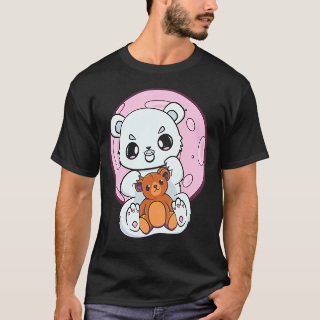 Polar Bear With Soother And Teddy Bear T-Shirt (Front)