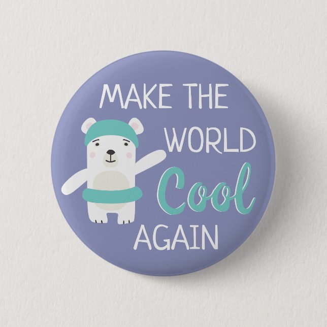 Polar bear with swim ring climate change 6 cm round badge (Front)