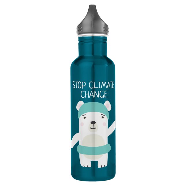 Polar bear with swim ring climate change 710 ml water bottle (Left)