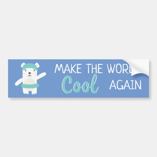 Polar bear with swim ring climate change bumper sticker (Front)