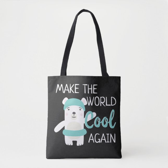 Polar bear with swim ring climate change tote bag (Front)