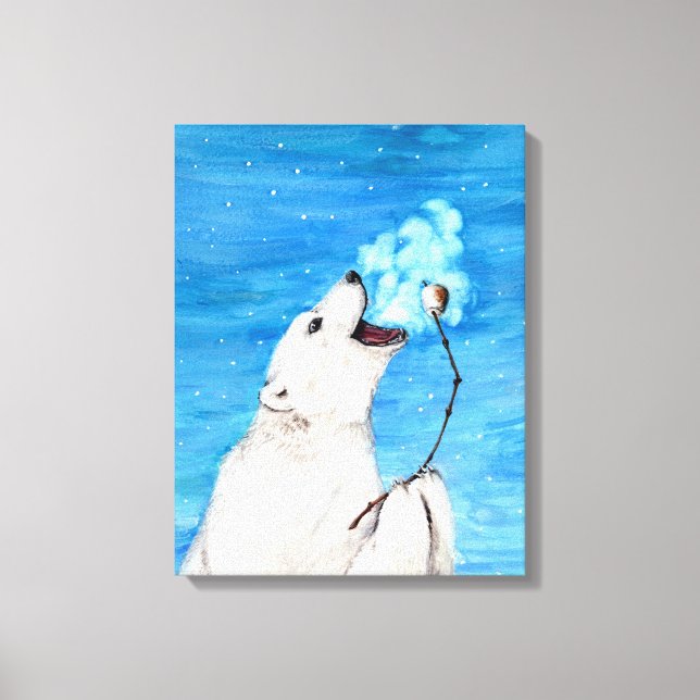 Polar Bear with Toasted Marshmallow Canvas Print (Front)