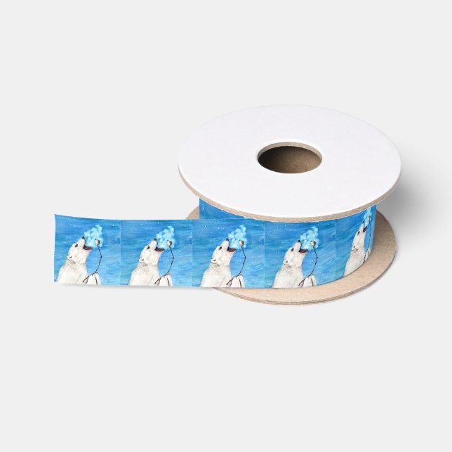 Polar Bear with Toasted Marshmallow Satin Ribbon (Spool)