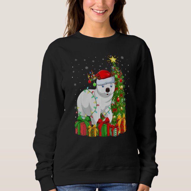 Polar Bear  Xmas Lights Santa Polar Bear Christmas Sweatshirt (Front)