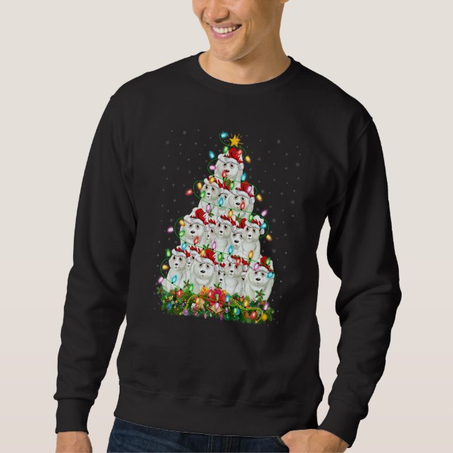 Polar Bear  Xmas Lights Santa Polar Bear Christmas Sweatshirt (Front)